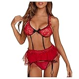 GBEN Erotische Dessous-Set Damen BH Set Sex Erotiek Weihnachten Kostüme UnterwäSche Lingerie Bodys Negligee Babydoll Transparente Nachtwäsche N