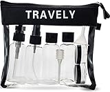 TRAVELY Kulturbeutel transparent 1 Liter - mit Reiseflaschen zum Befüllen - ideal für Handgepäck Flüssigkeiten im Flugzeug, Reiseset Kosmetik, Liquid Bag