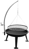 KIUG® kompletter Schwenkgrill Linus 80cm Durchmesser & Grillrost aus Edelstahl, Feuerschale aus Metall TOP Qualität inkl. Galgen NEU & OV