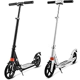 Hesyovy Leicht Scooter T-Style Stabile, aus Aluminiumlegierung, Klappbar und Höhenverstellbar, Big Wheel 195mm Räder Cityroller für Erwachsene 2PCS