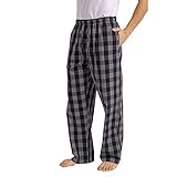Klassisch Karo Schlafanzughose Herren Weiche Baumwolle Nachtwäsche Freizeithose Gitter Drucken Lang Hose Karierte Pyjamahose mit Tasche Kordelzug Nachtwäsche Sleep Hose Loungewear Herren Geschenk