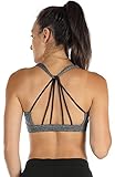 icyzone Yoga Sport-BH Damen Bustier mit Gepolstert - Atmungsaktiv Ohne Bügel Sports Bra Top (M, Charcoal)
