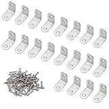 LDEXIN 20 Stück L-Halterung Eckstreben, Edelstahl, rechtwinklige Halterung, Befestigung aus Metallgelenk, Eckwinkel für Holz, Regale, Möbel (30 mm x 30 mm x 16 mm)