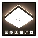 Öuesen 24W Wasserdichte LED Lampe Decke Moderne dünne quadratische LED Deckenleuchte 2050lm Natürliches Weiß 4000K LED Deckenlampe Badezimmer Schlafzimmer Küche Wohnzimmer Korridor Balkon Flur B