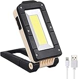 COB LED Baustrahler， Baustrahler akku led Werkstattlampe Arbeitsleuchte magnetlampe handlampen led strahler Akkulampe USB aufladbar, für Stromausfällen, Zelt, Camping, Notfall （mit Magnet Basis）