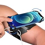 VUP Laufenarmband Handy, 360° Drehbares Sportarmband für rennen, Handyhalterung joggen, Universales Jogging Armband für alle Handy von 4–6,7 Zoll, kompatibel mit iPhone, Samsung, Huawei usw. (Schwarz)