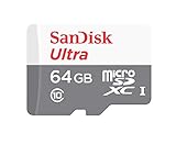 SanDisk Ultra 64GB Android microSDXC Speicherkarte bis zu 80 MB/Sek, Class 10, SDSQUNS-064G-GN3MN, Grau, Weiß
