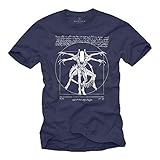 Coole Sachen für Männer - Gaming T-Shirt mit Aufdruck - Geschenke für Herren Alien Da Vinci Shirt Blau XXXXL