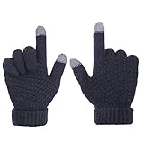 Sholov Handschuhe Damen, Warme Winterhandschuhe Touchscreen Handschuhe Superweiche Strickhandschuhe Rutschfeste SportHandschuhe, Fahrrad Radfahren Motorrad Handschuhe für Damen Herren (Schwarz)