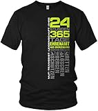 Feuerwehr - 24 Stunden 365 Tage Retten, Löschen, Bergen, Schützen 112 - Ehrenamt Freiwillige Feuerwehr Spruch Motiv - Herren T-Shirt und Männer Tshirt, Größe:XL, Farbe:Schw