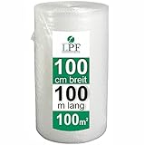 dieLUFTPOLSTERFOLIE Luftpolsterfolie 100cm x 100m Verpackungsfolie Luftpolster Rolle Blisterfolie Noppenfolie Polsterfolie Umzug 1m Knallfolie Polstermaterial Versand Transparent Umzugfolie 100