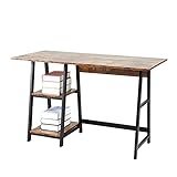 Oak & Tea Praktischer Computertisch, Laptop-Schreibtisch 120x60x75cm Arbeits- und Bürointegrationsarbeitsplatz mit zweistufigen Ablagen zum Lernen und Arbeiten Home-Office-T
