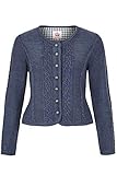 Spieth & Wensky Damen Damen Trachten Strickjacke mit Zopfmuster Jeansblau, Jeansblau (blau), S