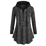 GOKOMO Damen Top Hoodie Zip Kapuzenpullover Langarmpullover Frauen Kapuze mit Reißverschluss(Grau-1,XXXXX-Large)