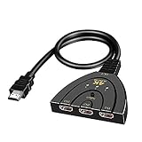 Amazon Brand - Eono HDMI Switch 4K, 1080P Manuell HDMI Switcher, 3 zu 1 HDMI Verteiler, HD HDMI Umschalter kompatibel mit Xbox/PS3/PS4/HDTV/Blu-Ray/DVD