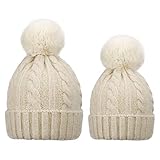 Mutter & Baby Hut, 2 Stück Eltern-Kind Hut Familie Passende Kappe Winterwärmer Stricken Beanie Ski Cap für Frauen Kleinkind Jungen M