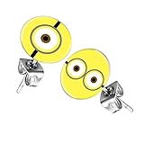 Mianova Ohrringe Stecker Rund Klein Ohrstecker Runde Platte Silber mit Motiv Minions Aug