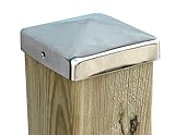 Edelstahl Pfostenkappe Pfostenabdeckungen Pfostenschutz als Abdeckkappe Zaunkappe für Holzpfosten 70 bis 120 mm Holzbalken, Pfosten für Holz-Zaun Holz-Schaukel (100 x 100 mm Edelstahl)