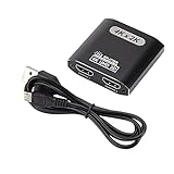 DERCLIVE 1 in 2 Out HDMI kompatibler Splitter 4K * 2K HDMI kompatibel Display Duplikat / Spiegel UHD 1080P 4K 30Hz unterstützt Xbox 360 Xbox One PS3 / 4 PC-Projektor, Schw