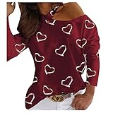 Oberteil Damen Pullover & Strickjacken für Damen Bluse Schulterpolster Damen Pullover Damen Sommer Pullover mit kussmund rote blusen für Damen Shirt Kleid Damen O