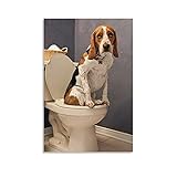 SHUIU Lustiges Toiletten-Poster mit Hund auf der Toilette, Kunstdruck auf Leinwand, modernes Design, 30 x 45