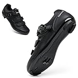 ASORT Herren Rennradschuhe Damen SPD Fahrrad Fahrradschuhe rutschfest Atmungsaktiv - Kompatibel mit Look Delta Pedale mit Delta,BlackA-41EU