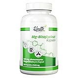 Health+ Magnesium Bisglycinat - 120 Mineralien-Kapseln, 100 mg elementares Magnesium pro Kapsel, mit Bisglycinat und Aminosäure L-Glycin, Made in Germany