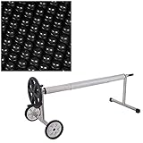 well2wellness® Mobile Aufrollvorrichtung aus Aluminium 2,10-5,95 m Plus Pool Solarfolie schwarz 5,50 x 3,70 m 180 My für Ovalbeck