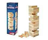 Noris 606101020 Deluxe Tip Tower (27,5 x 8 cm) aus Holz - spannender Wackelturm für Kinder ab 5 Jahren, Geschicklichkeitsspiel für die ganze F