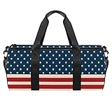 I Love The USA Vintage Style American Flag Duffel Schultertasche Tragetasche Canvas Reisetasche für Fitnessstudio Sport Tanzen Reisen Week