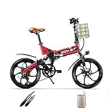 RICH BIT TOP-730 Faltbares Elektrofahrrad für Erwachsene 48V 8AH, 20'' Klapprad 250W 7 Gang Citybike,35km/h E-Bike, Wechselakk