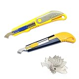 Zaky Plexiglas Blechschneider 2 Stück Plexiglas Scheiben Kunststoff Messer und 20 Stück Klingen Set Insgesamt 22 Stück（Gelb/Grau）