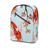 Rucksack mit Koi- und Blumenmuster, wasserabweisend, leicht, für Camping, Reisen, Schule, große Kapazität für Jungen, Mädchen, Teenager, Erw