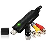 DIWUER USB 2.0 Video Grabber, Audio Video Konverter für Mac Windows 10 8 7 fähig VHS VCR DVD Video Capture, VHS Digitalisierer DVD und Videobearbeitung