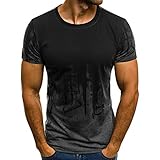 PPangUDing T-Shirts Herren Sommer Kurzarm Rundhals Wikinger Brief Bedruckte Farbverlauf Slim Fit Pullover Tops Sport Freizeit Bluse Fitness Trainingsoberteil Unterhemd Sportsw