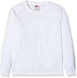 Fruit of the Loom Jungen Valueweight Long Sleeve T Kids Langarmshirt, Weiß (White 000), 128 (Herstellergröße: 7-8)