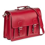 Klassische Aktentasche Lehrertasche Größe L aus Leder, für Damen und Herren, Kirsch-Rot, Hamosons 600