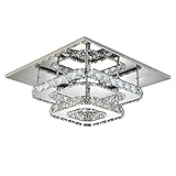 LED Kristall Deckenleuchte, Quadratische Style home Kristall Kronleuchter Deckenleuchte, 2-lagige LED, 36W, Moderne LED Lampe für Wohnzimmer Schlafzimmer Esszimmer 220V (Kaltes Weiß)