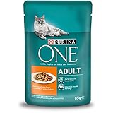 PURINA ONE Adult Katzenfutter nass, zarte Stückchen in Sauce mit Huhn, 24er Pack (24 x 85g)