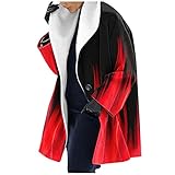 Damen Winter Trenchcoats Basic Breasted Woolen Revers Slim Langarm Herbst Warm Mid-Long Jacke Erbsenmantel Overwear Button Down Langarm Overcoat, A04_rot, 85