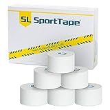 SL Medizinisches SportTape in Weiß I Vorteilspack 6 Rollen I Hochwertiges Sport Tape Selbstklebend mit extra Starker Klebkraft I Wasserabweisend I Zugfest I 3,8cm x 10