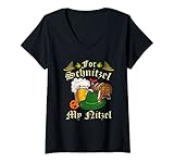 Damen Für Schnitzel My Nitzel Lustiges Oktoberfest T-Shirt mit V