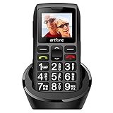 artfone Seniorenhandy mit großen Tasten und ohne Vertrag, Dual SIM Rentner Handy mit Notruf-Knopf, 1400 mAh Akku Lange Standby-Zeit - 1,77 Zoll Farbdisplay - 2G GSM Großtastenhandy mit L