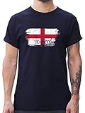 Fussball WM 2022 Fanartikel - England Vintage - XL - Navy Blau - England Shirt Herren - L190 - Tshirt Herren und Männer T-S