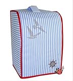 Abdeckhaube für Thermomix-Friend, Möwen* Hellblau-weiß gestreift, Maritim, Bestickt, Gefüttert, Baumw