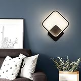AOSHE Wandleuchte, LED-Wandleuchten Weißes Eisen Moderne Wandleuchte, 12 W dreifarbige dimmbare Wandleuchte für Wohnzimmer, Schlafzimmer, Flur, Badezimmer,schwarzes Q