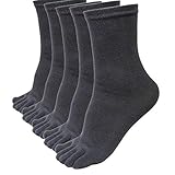 VEMOW 5 Paar Herren Sportsocken Running Five Finger Toe Baumwollsocken Elastic Short Soild Basic Socken Atmungsaktive Sockens für Sommer Winter（Dunkelgrau，Einheitsgröße）