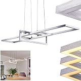 LED Pendelleuchte Omega, Hängelampe aus Metall in Silberfarben/Weiß, Höhe max. 151 cm (verstellbar), 1-flammig, 34 Watt, max. 4200 Lumen, Lichtfarbe 3000 Kelvin (warmweiß), dimmbar über L