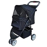 YIXINHUI Kinderwagen Haustier Reisewagen Hund Trolley Haustier Reisewagen Katze Hund Kinderwagen Trolley Welpen Jogger Carrier DREI Räder Haustier Reisebedarf (Color : Black)