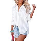 Xenwang Gestreiftes Jacquard-Einreiher-Langarmhemd für europäische und amerikanische Frauen im Frühling und Sommer, Mode, einfarbig M
